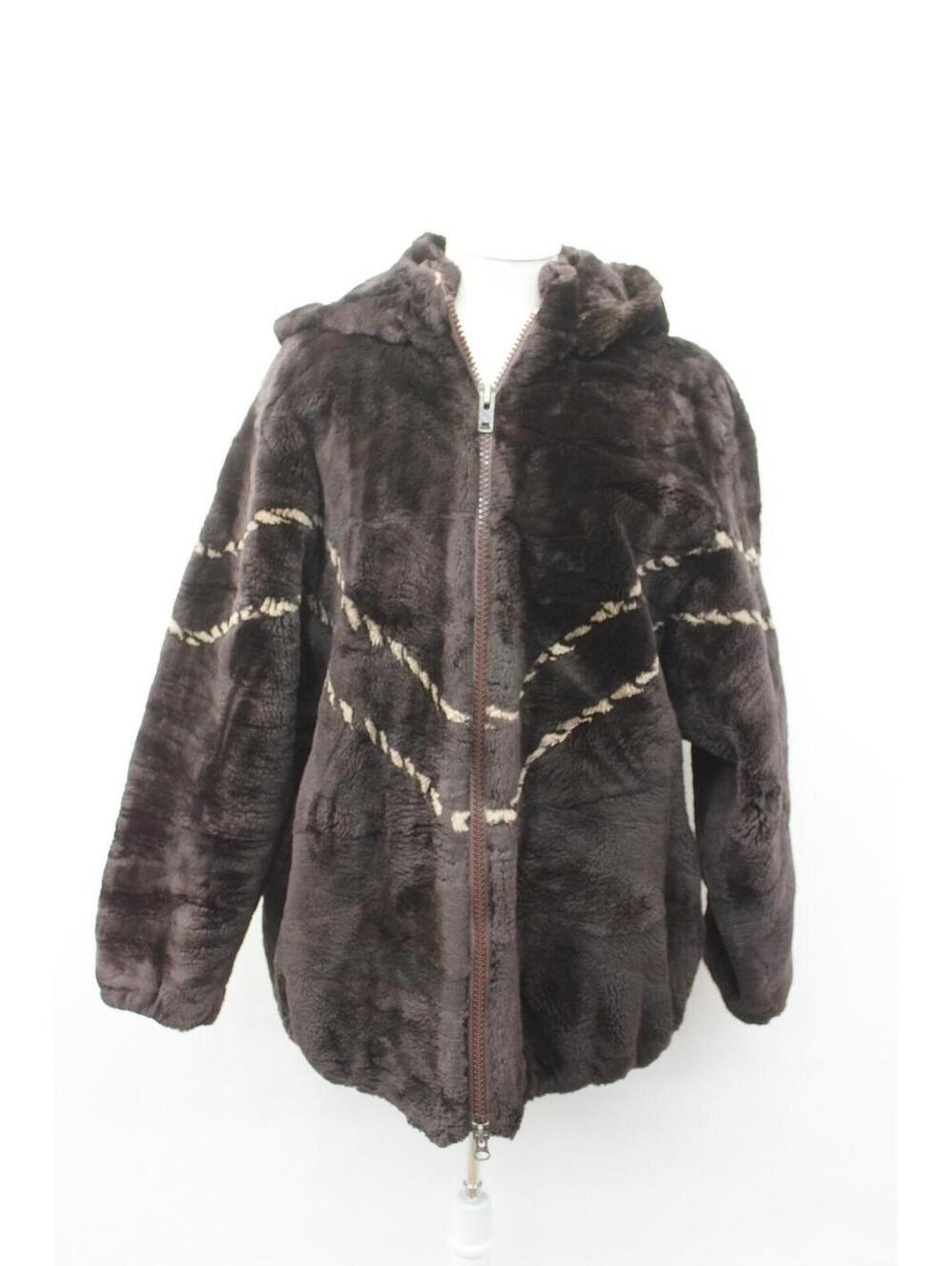 Mint Brown Sheared Beaver Fur Jacket Coat Women Woman Size 8 Medium W/Hood